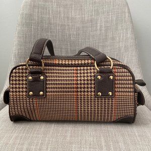 Brown, Tan, and Orange Houndstooth Chaps Handbag